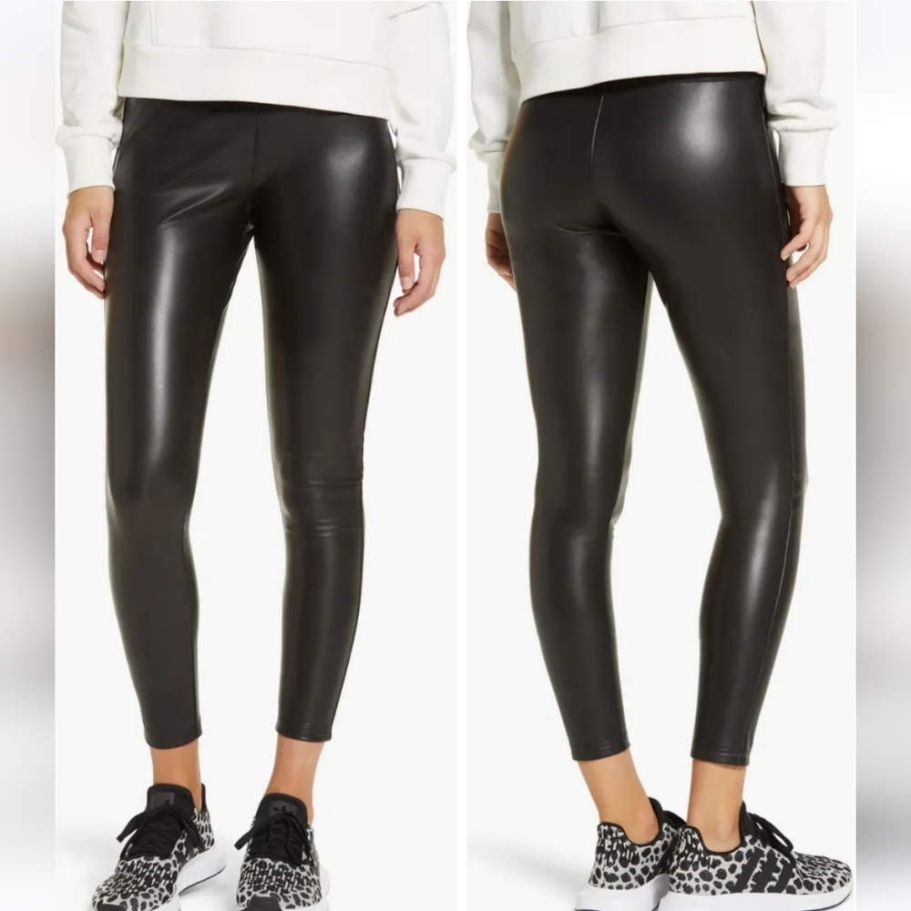Faux Leather Leggings - Small Black